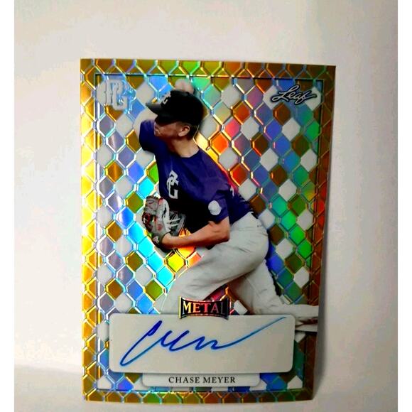 2022 Leaf Metal Perfect Game Chase Meyer Autograph Pre Production Proof 1/1 - Picture 1 of 6